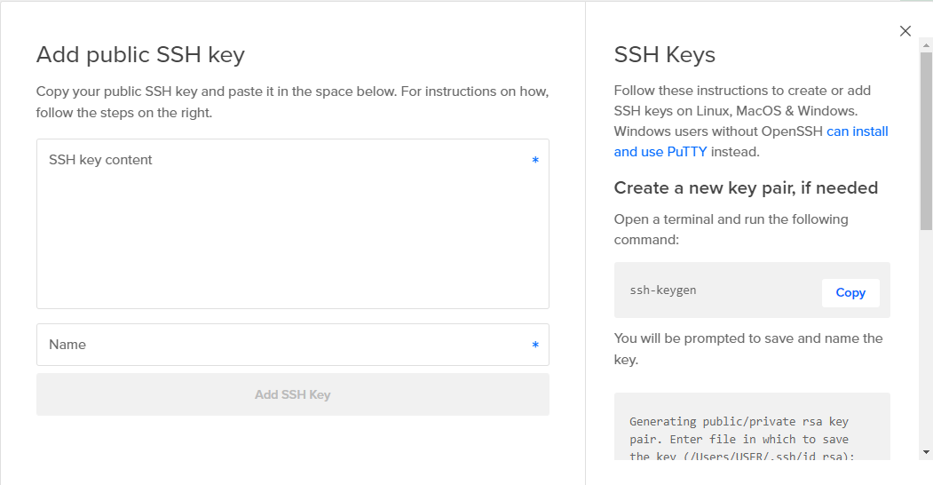 DigitalOcean SSH Key Creation