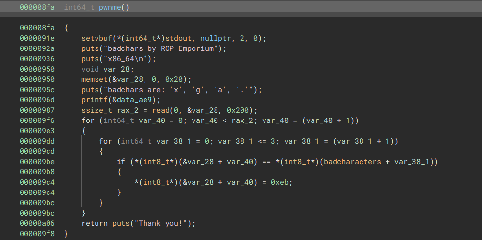 pwnme() decompilation