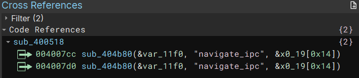 Reference to string "navigate_ipc" in sub_400518