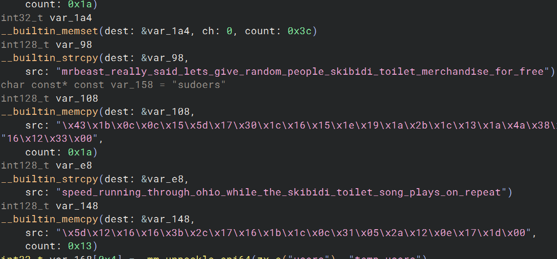 Gibberish strings in Binary Ninja