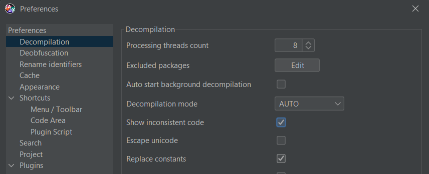 Show inconsistent code option in Preferences